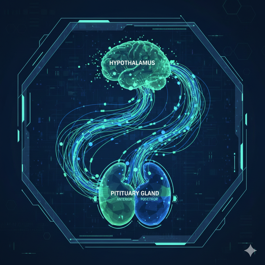 Feedback control axis between hypothalamus, pituitary, and glands